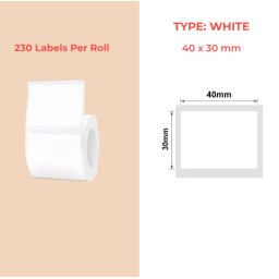 40*30 white Polypropylene (water proof, tear proof and oil proof) thermal labels 230/roll